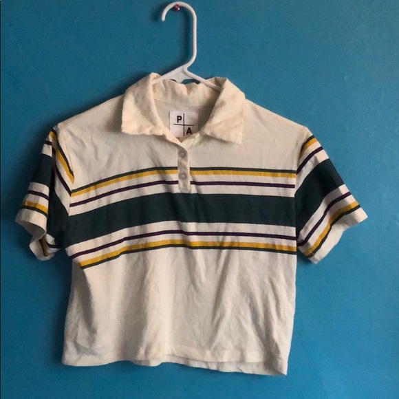 Crop Top Stripped Polo - Picture 1 of 3